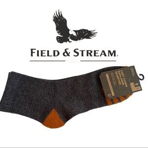 Men's Cozy Cabin Explorer Quarter Socks • Gray/Orange • NWT